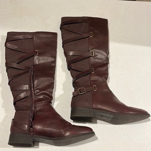 Maroon Knee-High Boots